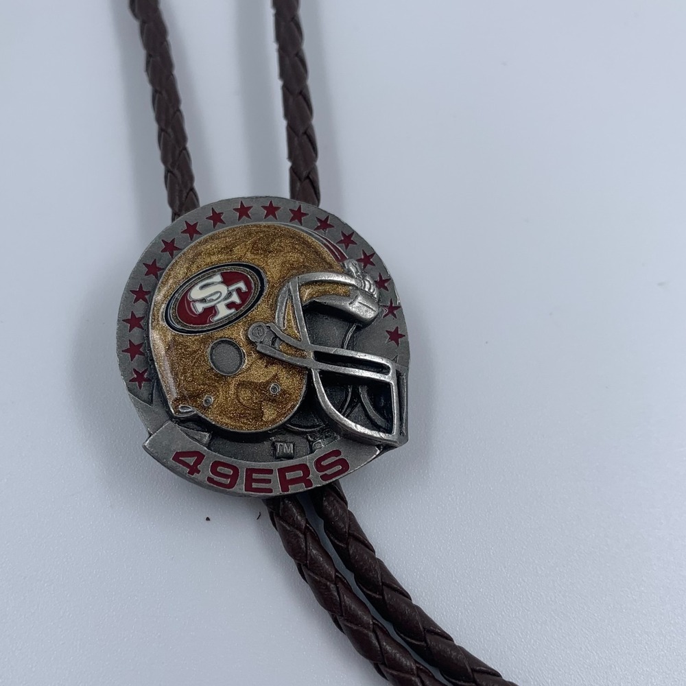 Handmade Vintage San Francisco 49ers NFL Bolo Tie Pewter Helmet Cowboy Cord 36"